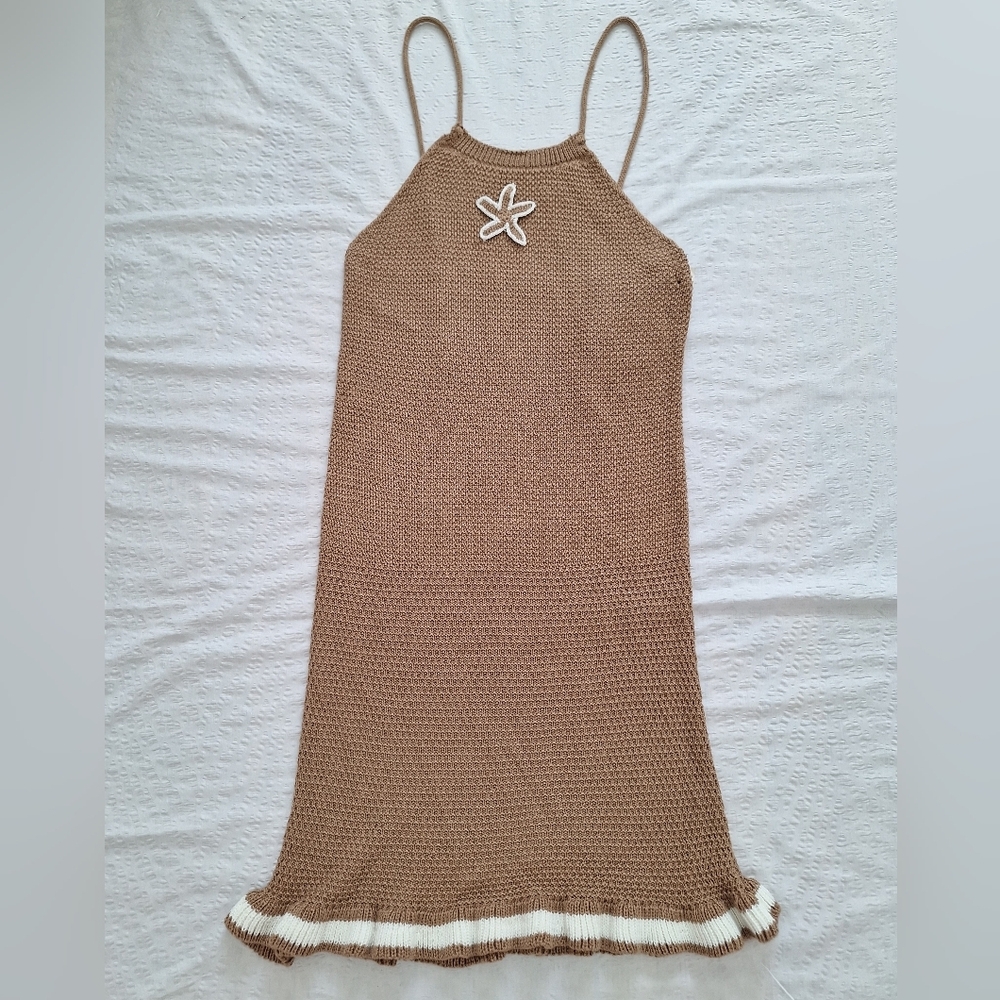 Elegant Brown Midi Dress with Starfish Accent
